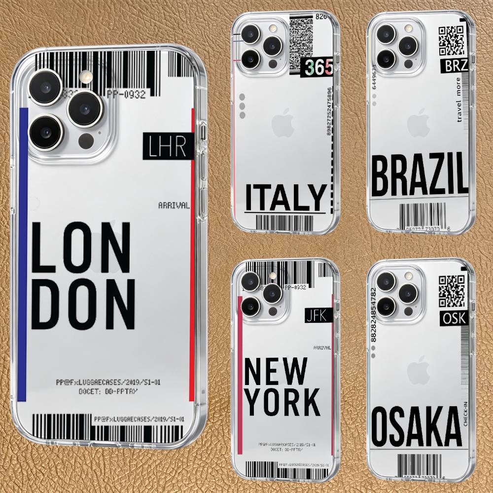 Phone Cases London - Casing Ponsel Motif Tiket Pesawat, Kota